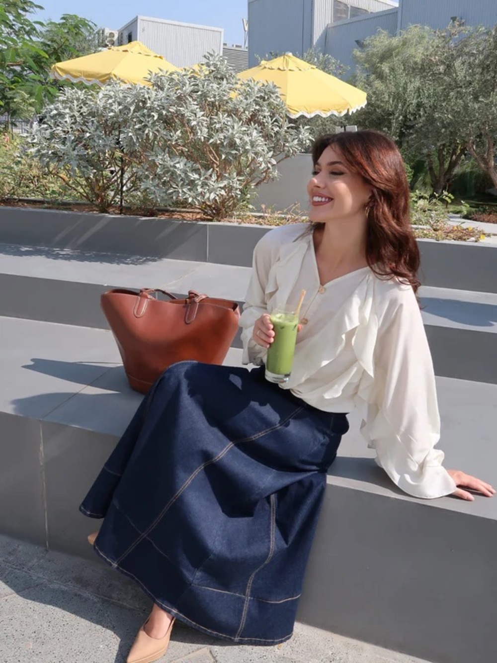 Navy Maxi Denim Skirt — Elegant Everyday A-Line